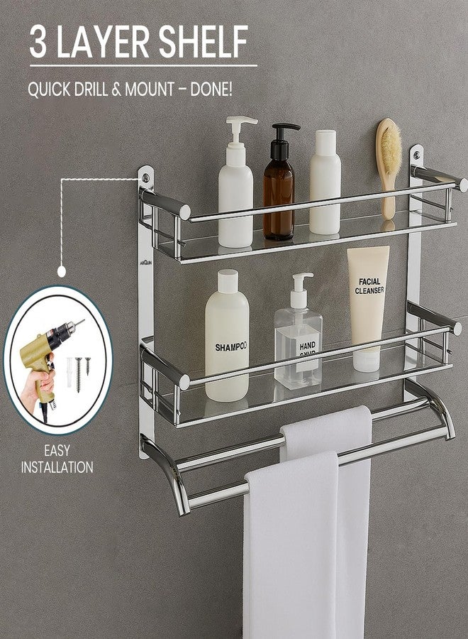 ARQUIN Bathroom Shelf | Bathroom Organiser Racks and Shelf | 304 Stainless Steel Wall Mount 3-Layer Multi-Purpose Shelf I Kitchen Wall Mount Shelf Organizer 5x15x6 Inch - Image 5